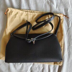 Toteme T-Lock grained-leather clutch  Black